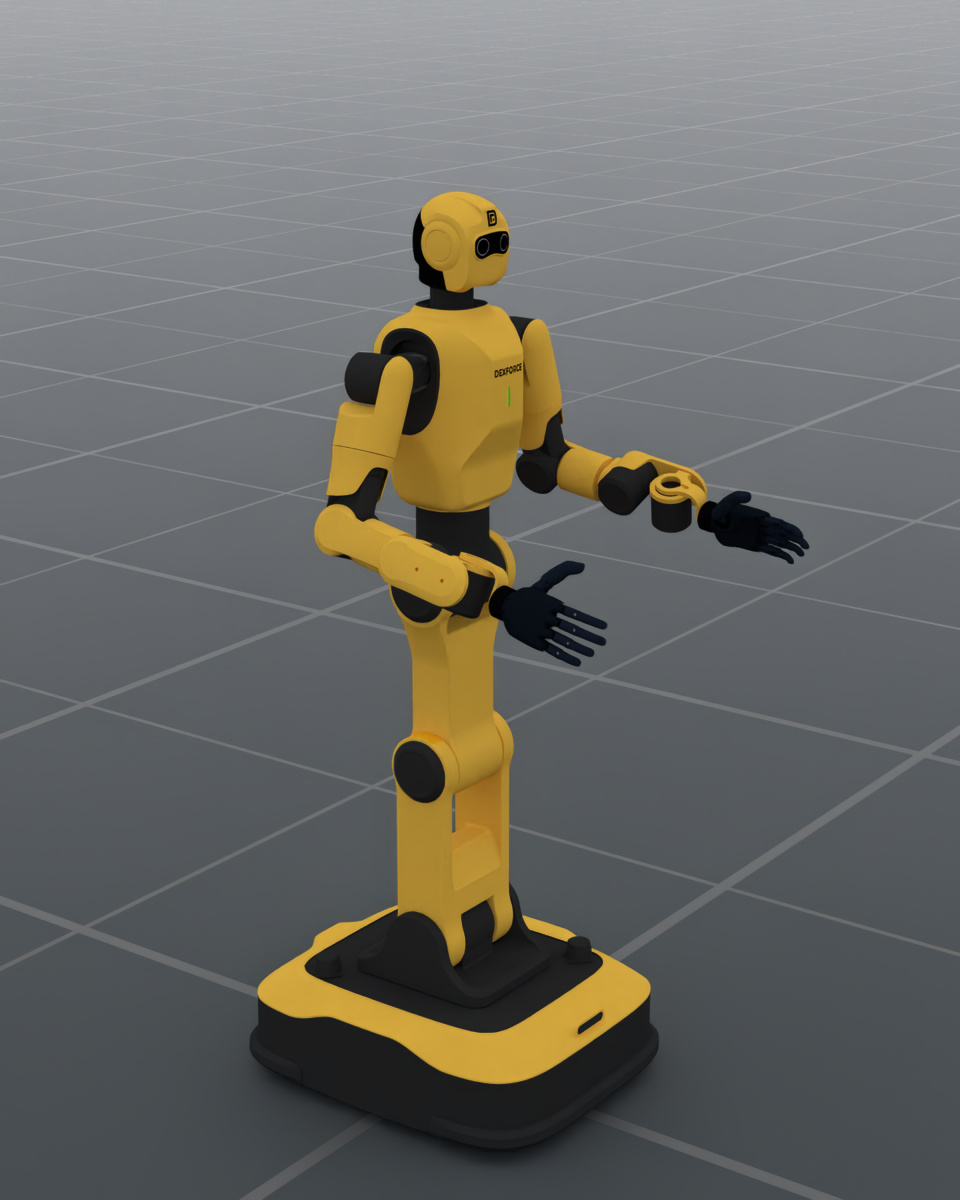 DexForce W1 V021 with two BrainCo V021 hands, 32 independent control DOFs